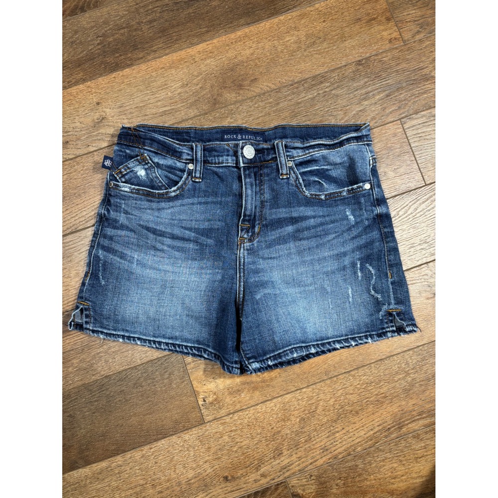 Rock & Republic Women's‎ Distressed Denim Shorts Blue Wash size 8